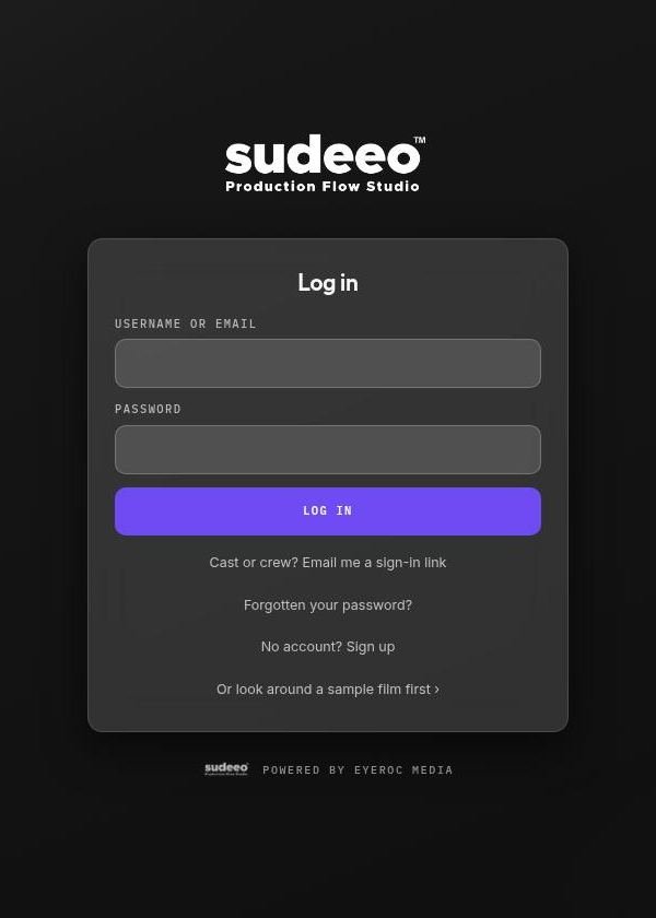 The log-in page